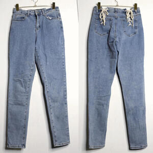 FN Back Lace Up Sexy Light Wash Denim - 7